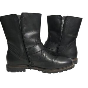 Verese Sleek Black Moto Boots with Buckle Detail Womens Size 38